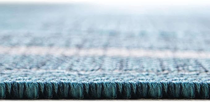 Unique Loom Outdoor Border Collection Area Rug - Soft Border (10' Round Teal/Ivory)