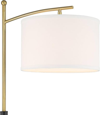 Possini Euro Design Burbank Modern 64" Tall Standing Floor Lamps Set of 2 Lights Task Downbridge Black Gold Metal Brass Finish Living Room Bedroom House Reading Office Home Decor White Shade