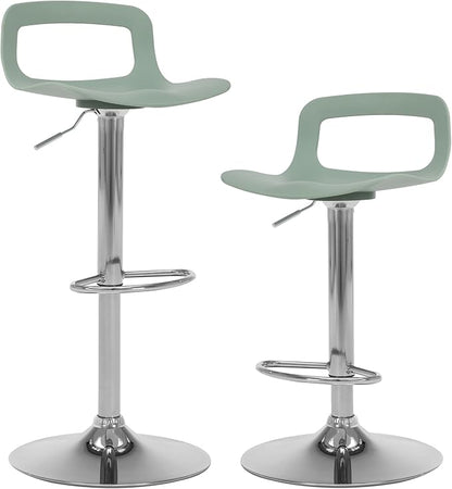 NOBPEINT Contemporary Chrome Air Lift Adjustable Swivel Bar Stool (2 Pieces, ‌Mint Green)