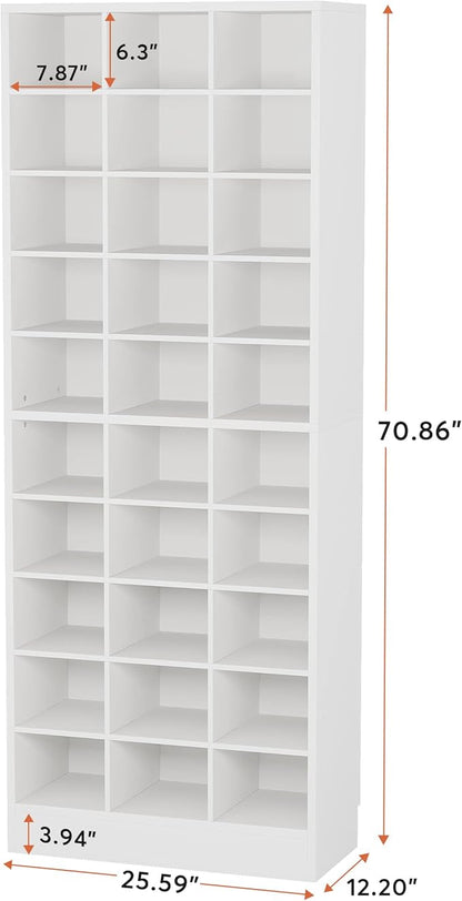 Tribesigns 10-Tier Shoe Storage Cabinet Set of 2, White Wooden Shoe Rack with 30 Cubbies, Freestanding Tall Entryway Shoe Organizer for Closet, Entryway, Living Room