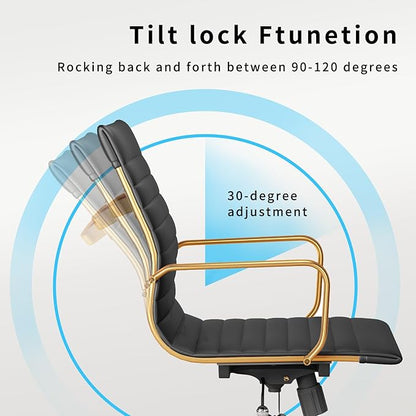 Ergonomic Desk Chair Computer Chairs with Armrests and Wheels Heavy Duty Wide Seat for Home Office Comfortable 22.83in Chair for Women and Men，Gold Black