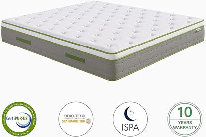 Novilla King Size Mattress, 10 Inch Hybrid Pillow Top King Mattress in a Box with Gel Memory Foam & Individually Wrapped Pocket Coils Innerspring for a Cozy & Peaceful Sleep