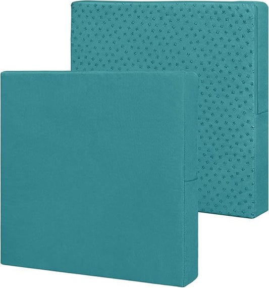 Easy-Going Waterproof Patio Cushion Covers 24x24x4 inch 2 Pack Replacement Non-Slip Outdoor Seat Cushion Slipcover with Zipper. Teal