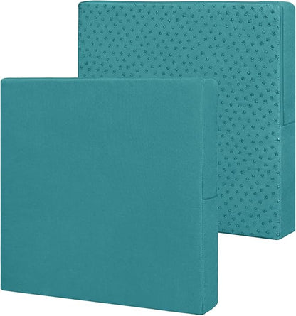 Easy-Going Waterproof Patio Cushion Covers 24x22x4 inch 2 Pack Replacement Non-Slip Outdoor Seat Cushion Slipcover with Zipper. Teal