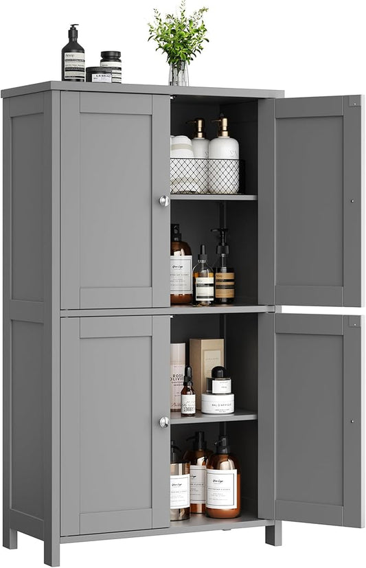 Shintenchi Bathroom Storage Cabinet with Doors and Shelves, Floor Cabinets for Washroom Furniture, Laundry Room, Organization with Adjustable Shelf, Gray