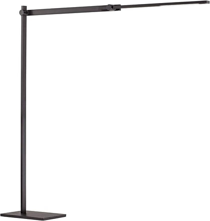 Possini Euro Design Barrett Modern Minimalist Task Floor Lamp LED Standing Base Adjustable 53" Tall Anodized Black Metal Touch On Off Decor for Living Room Reading House Bedroom Home