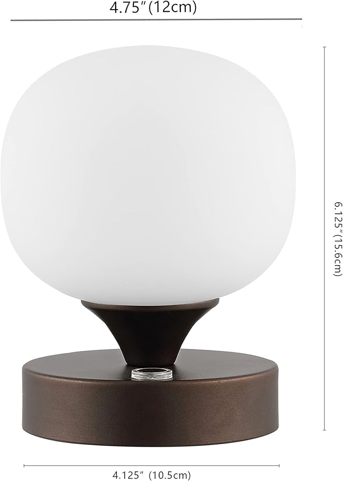 JONATHAN Y JYL7111B Eli 8" Modern Minimalist Iron Rechargeable Integrated LED Table Lamp Contemporary Bedside Desk Nightstand Lamp for Bedroom Living Room Office, Nickel/White