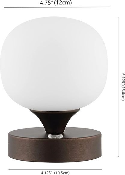 JONATHAN Y JYL7111B Eli 8" Modern Minimalist Iron Rechargeable Integrated LED Table Lamp Contemporary Bedside Desk Nightstand Lamp for Bedroom Living Room Office, Nickel/White