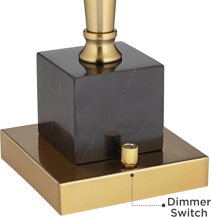 Possini Euro Design Wayne 29 1/4" Tall Modern Glam Luxury End Table Lamp with USB Ports A+C Charging Brass Finish Metal Black Marble Living Room Bedroom Bedside Nightstand House Office Home