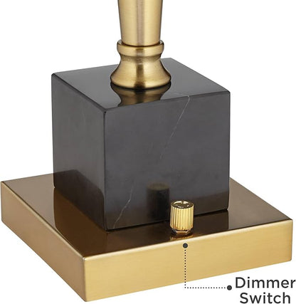 Possini Euro Design Wayne 29 1/4" Tall Modern Glam Luxury End Table Lamp with USB Ports A+C Charging Brass Finish Metal Black Marble Living Room Bedroom Bedside Nightstand House Office Home