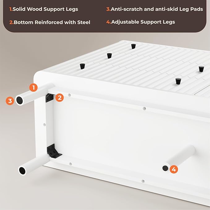 RECCI Fluted 6 Drawers Dresser for Bedroom, 54" Wide Chest of Drawers with 3D Fluted Panel, Faux Marble Top, Solid Wooden Legs, Storage Drawers, TV Stand, Closet Chests for Bedroom, White