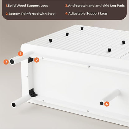 RECCI Fluted 6 Drawers Dresser for Bedroom, 54" Wide Chest of Drawers with 3D Fluted Panel, Faux Marble Top, Solid Wooden Legs, Storage Drawers, TV Stand, Closet Chests for Bedroom, White