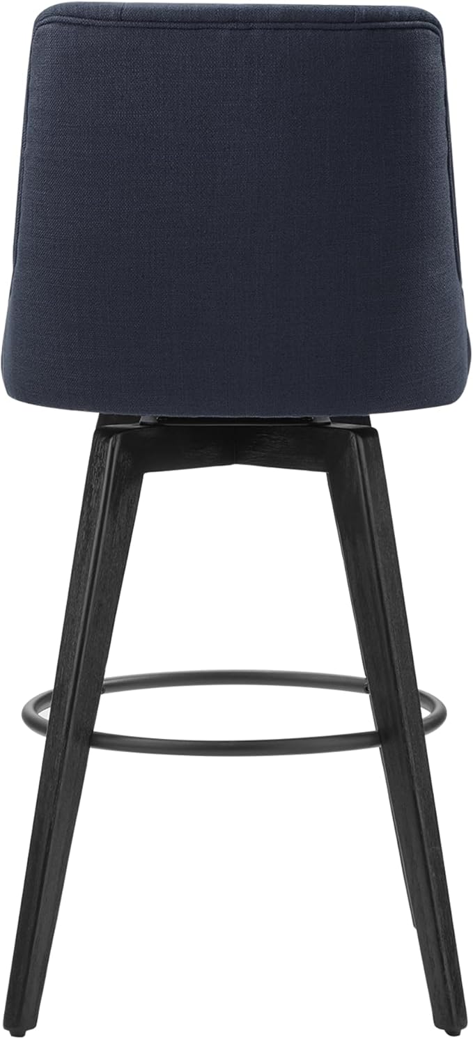 Watson & Whitely Bar Stools, 360° Swivel Upholstered Bar Stool with Back, 30" H Bar Height Barstools, Set of 2, Performance Fabric in Insignia Blue