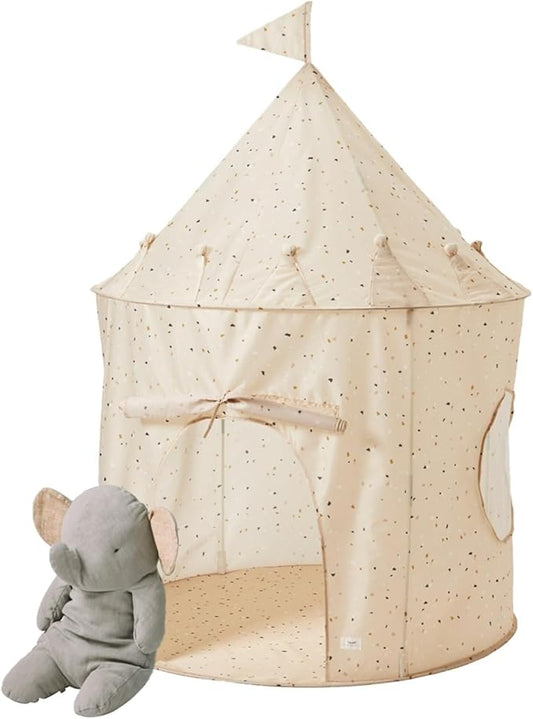 3 Sprouts Kids Play Tent - Sustainable Recycled Fabric – Fun Spacious Childs Playhouse for Indoor Games for Boys & Girls - Durable Fort Pop Up House for Toddlers & Children Age 3-10 - Terrazzo Beige