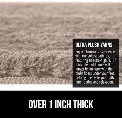 GORILLA GRIP Bathroom Rugs, Ultra Soft Absorbent Mat, Thick Plush Bath Rug, Machine Washable, Microfiber Quick Dry, Mats for Shower, Bathtub and Floor, Home Decor Accessories, 24x17, Beige