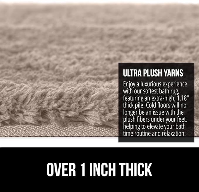 GORILLA GRIP Bathroom Rugs, 36x24, Ultra Soft Absorbent Mat, Thick Plush Bath Rug, Machine Washable, Microfiber Quick Dry, Mats for Shower, Bathtub and Floor, Home Decor Accessories, Beige