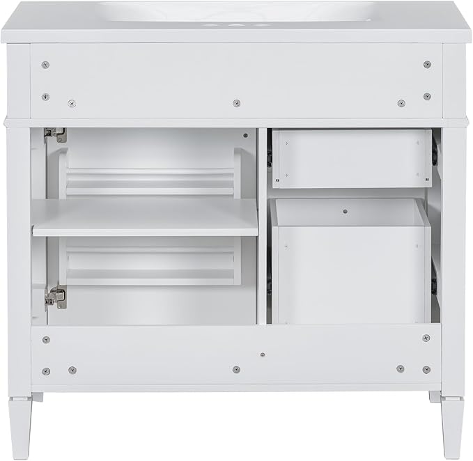36" Bathroom Vanity with Matching Medicine Cabinet, Modern Sink Storage Cabinet with Drawers, Soft Closing Doors and Shelf, Bathroom Vanities with Sink & Mirror