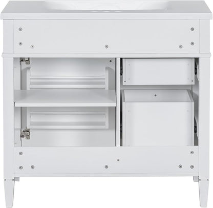 36" Bathroom Vanity with Matching Medicine Cabinet, Modern Sink Storage Cabinet with Drawers, Soft Closing Doors and Shelf, Bathroom Vanities with Sink & Mirror