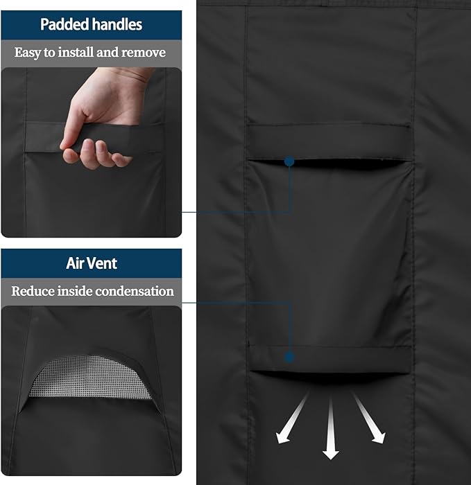 Easy-Going Rectangle Patio Furniture Cover Waterproof Outdoor Dining Table and Chair Cover Anti-UV Outside Sectional Sofa Set Covers (74"L x 47"W x 28"H, Black)
