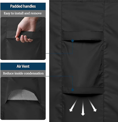 Easy-Going Round Patio Furniture Cover Waterproof Outdoor Dining Table and Chair Cover Anti-UV Outside Sectional Sofa Set Covers (84"DIA x 28"H, Black)