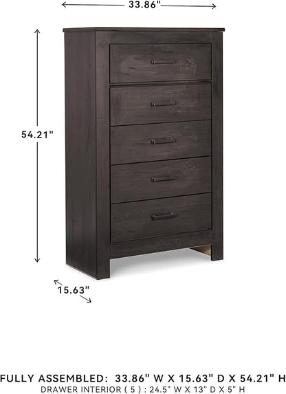 Signature Design by Ashley Brinxton Contemporary 5 Drawer Chest, Almost Black