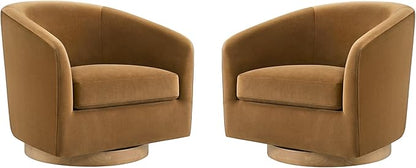 CHITA Swivel Accent Chair Set of 2, FSC Certified Upholstered Velvet Barrel Chair for Living Room, Fully Assembled, Sand