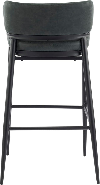 Christopher Knight Home Ebany Barstools Set of 2, Metal Frame Counter Stools, Upholstered Kitchen Chair, Curved Back Support Bistro Chairs, 30" H Island Stool for Dining Kitchen Cafeteria, Dark Green