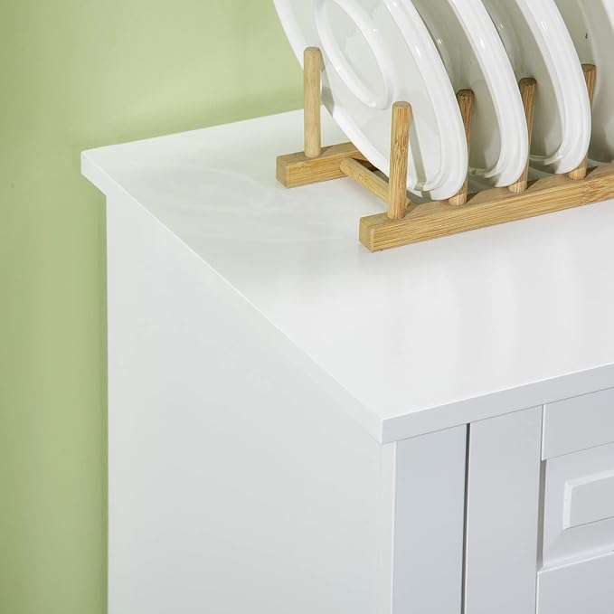 HOMCOM Sideboard Buffet Cabinet, Modern Accent Cabinet with 2 Drawers and Adjustable Shelves for Kitchen, Entryway, White
