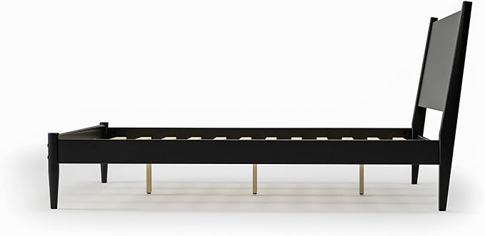 Camaflexi Mid-Century Panel Bed - Queen Size - Black Finish