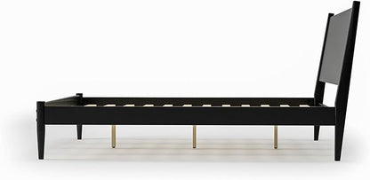 Camaflexi Mid-Century Panel Bed - Queen Size - Black Finish