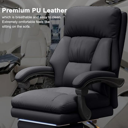 Office Chair with Leg Rest Executive Desk Chairs with Wheels High Back Computer Gaming Chairs Adjustable Reclining Ergonomic Work Chair for Home Office