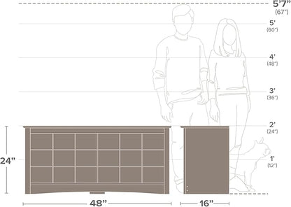 Prepac White Shoe Cabinet, Entryway Bench, Mud Room Organization and Storage Bench with 18 Shoe Cubbies 16"D x 48"W x 24"H