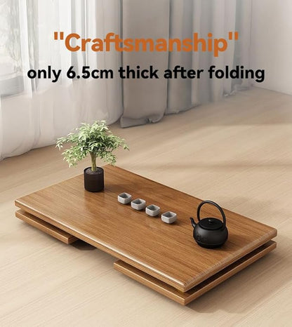 Japanese Folding Coffee Table, Low Coffee Table for Sitting on The Floor, Japanese Floor Table No Assembly Small Coffee Tables for Living Room Tatami Tea Room Dining Bedroom 31.5 Inch
