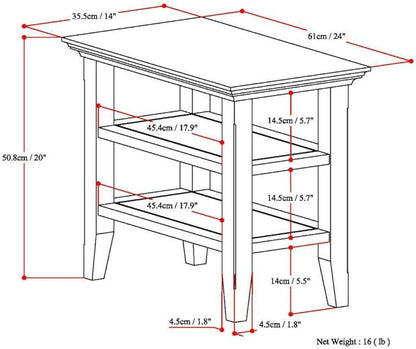 SIMPLIHOME Acadian 14-inch Wide Solid Wood Narrow End Table in Black, Transitional-Style Side Table for Living Room, Bedroom, or Family Room with 2 Open Shelves