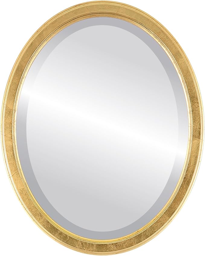 OVALCREST Oval Beveled Wall Mirror for Home Decor - Toronto Style - Gold Leaf - 18" x 14"