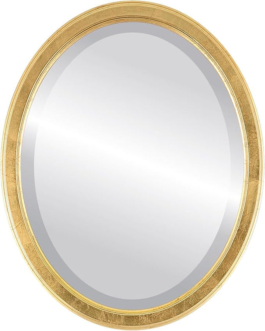 OVALCREST Oval Beveled Wall Mirror for Home Decor - Toronto Style - Gold Leaf - 22" x 18"