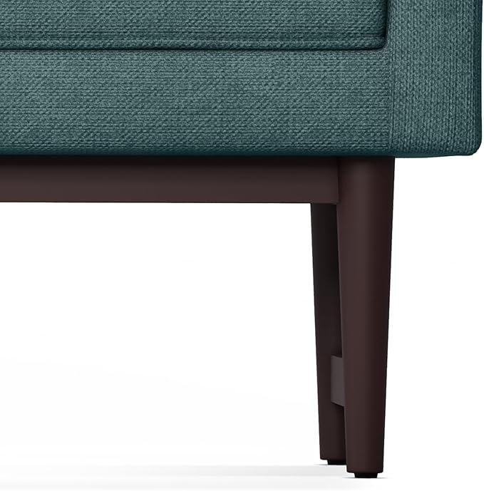 SIMPLIHOME Scott 46 inch Wide Contemporary Rectangle Ottoman Bench in Smoky Teal Linen Fabric , Assembled, For the Living Room and Bedroom