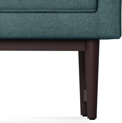 SIMPLIHOME Scott 46 inch Wide Contemporary Rectangle Ottoman Bench in Smoky Teal Linen Fabric , Assembled, For the Living Room and Bedroom