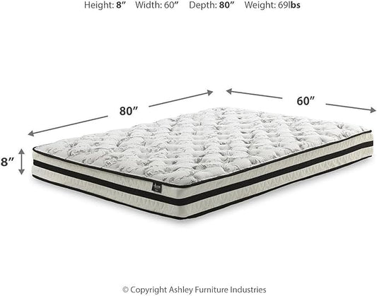 Signature Design by Ashley Queen Size Chime 8 Inch Medium Firm Innerspring Mattress with Pressure Relief Quilt Foam, Fiberglass Free, Mattress In A Box