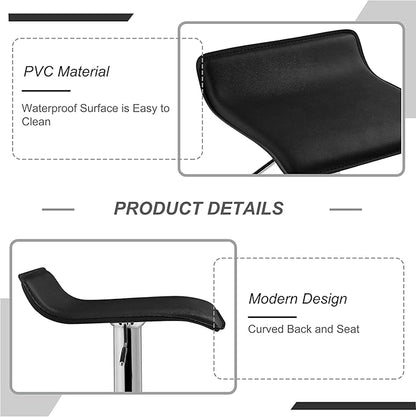 VECELO Bar Stools Set of 2, Counter Bar Stools with Swivel Bar and Adjustable Height, Modern PVC Barstools Bar Chairs for Kitchen/Bar/Dining Room/Living Room/Party, Black