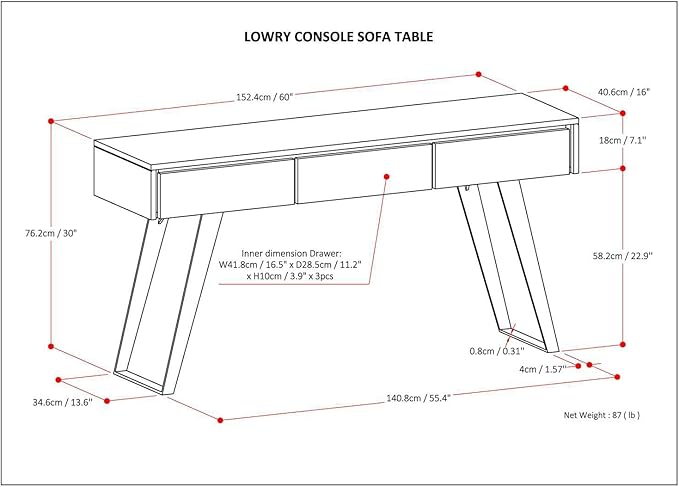 SIMPLIHOME Lowry SOLID ACACIA WOOD and Metal 60 Inch Wide Modern Industrial Console Sofa Table in Distressed Golden Wheat, For the Living Room, Entryway and Bedroom