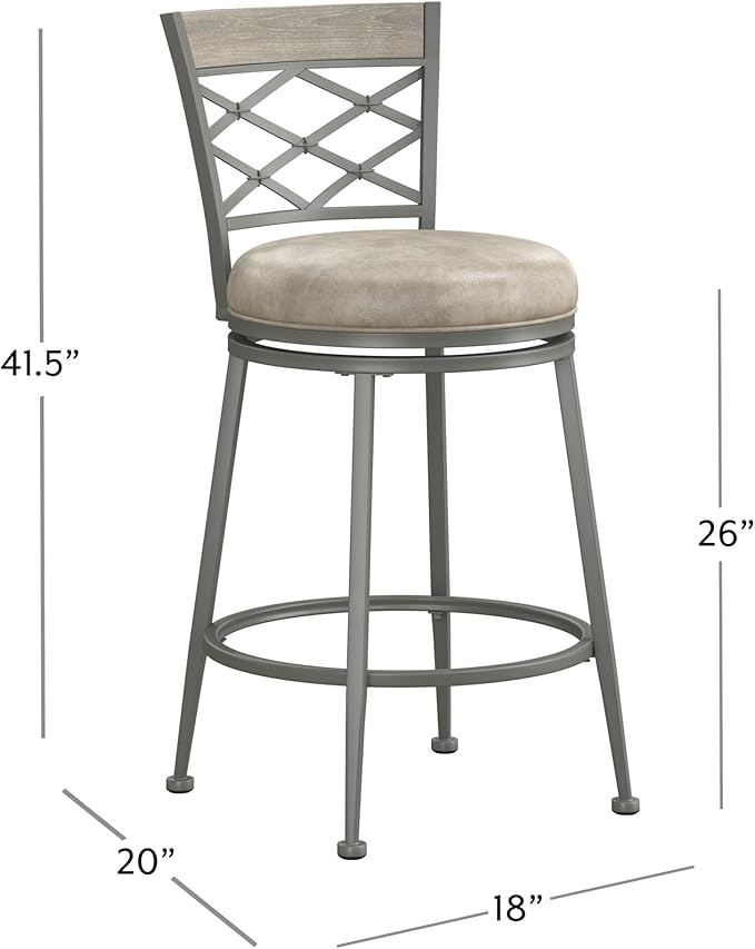 Hillsdale Hutchinson Swivel Counter Height Stool, Pewter
