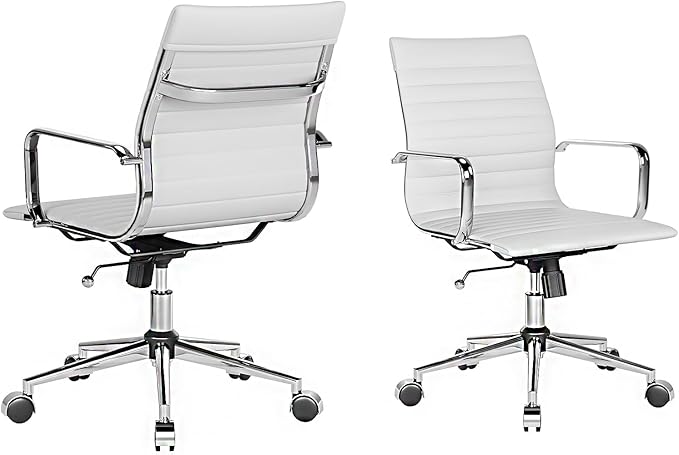 White Office Chair Ergonomic Swivel Desk Chair with Armrests Comfortable Heavy-Duty Chair for Office or Conference Table ，White 22.83in Seat