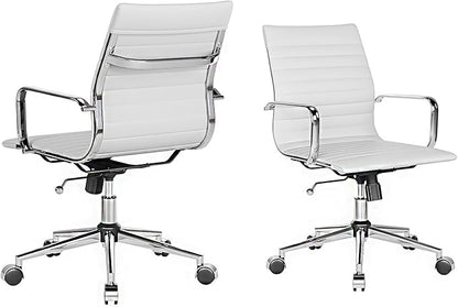 White Office Chair Ergonomic Swivel Desk Chair with Armrests Comfortable Heavy-Duty Chair for Office or Conference Table ，White 22.83in Seat