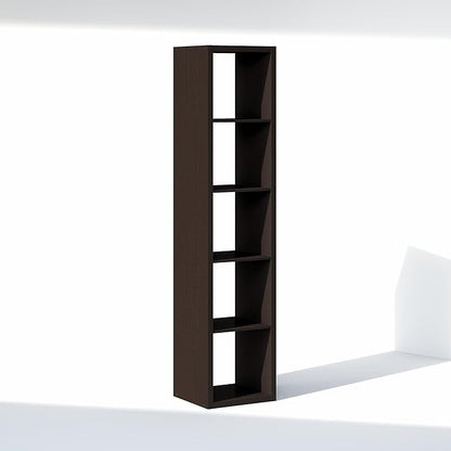 Furinno Cubic Closet Organizers and Storage, 5-Cube Closet Organizer, Open Shelf Closet Storage, Extra Thick Frame for Wardrobe, Bedroom, Living Room, Dark Oak