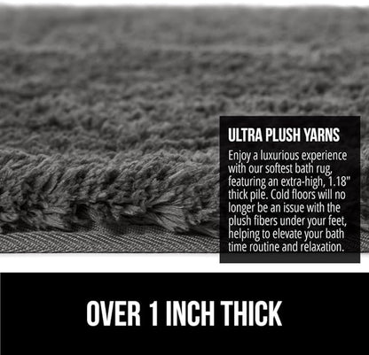 GORILLA GRIP Bathroom Rugs, 36x24, Ultra Soft Absorbent Mat, Thick Plush Bath Rug, Machine Washable, Microfiber Quick Dry, Mats for Shower, Bathtub and Floor, Home Decor Accessories, Charcoal