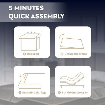 Twin XL Adjustable Bed Base Frame with Wireless Remote + 14 Inch Twin XL Gel Memory Foam Mattress Bed in a Box, Head and Foot Incline, Zero Gravity, Fiberglass Free, 80" × 38"