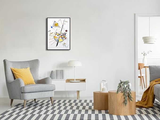 Wieco Art Framed Canvas Wall Art Delicate Tension #85, 1923 by Wassily Kandinsky Famous Classic Paintings Abstract Reproductions Canvas Wall Art for Home Office Decoration