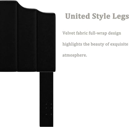 Queen Size Headboard Only, Velvet Wall Mounted Headboard Queen Size for Adjustable Bed, Modern Vertical Channel Design with Curved Tufted Upholstered Head Board and Luxury Soft Padded, Black
