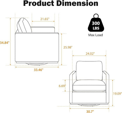 Chifee & Vingol 30.7" W Mid Century Modern Swivel Accent Chair for Living Room Set of 2,Beige